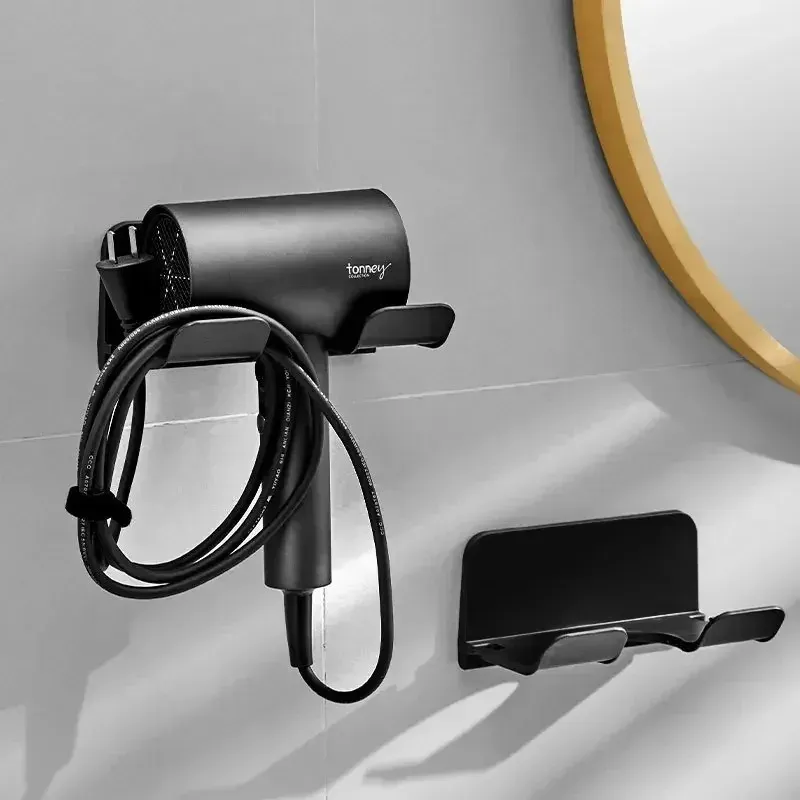 Support mural pour sèche-cheveux sans perçage en ABS, coloris blanc et noir 3