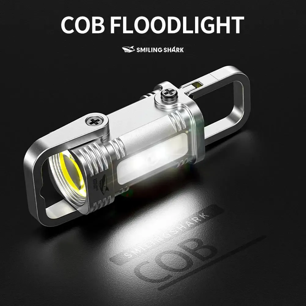 Lampe de poche COB rechargeable avec porte-clés, étanche, pour le camping, les urgences et la randonnée