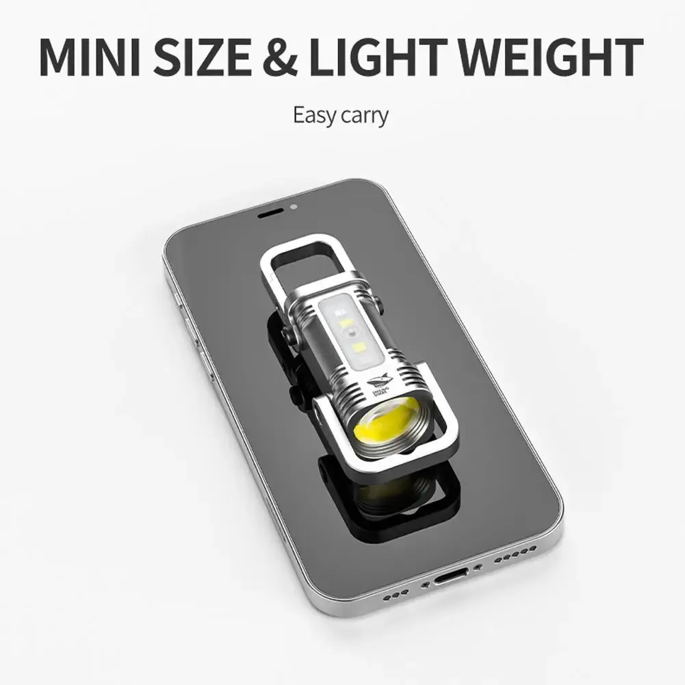 Lampe de poche COB rechargeable avec porte-clés, étanche, pour le camping, les urgences et la randonnée 6