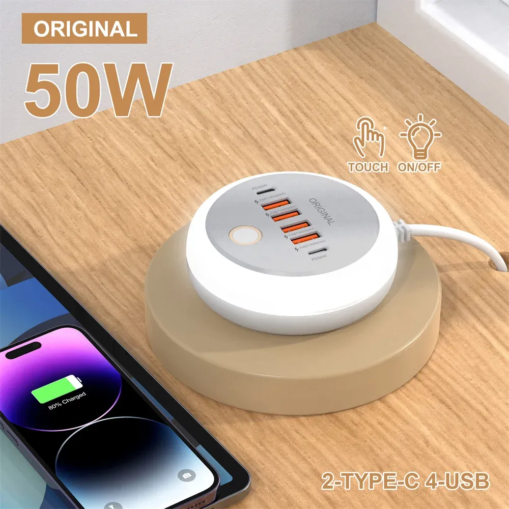 Chargeur de voyage USB multi-ports 50 W à charge rapide, compatible iPhone, Samsung et Xiaomi 5
