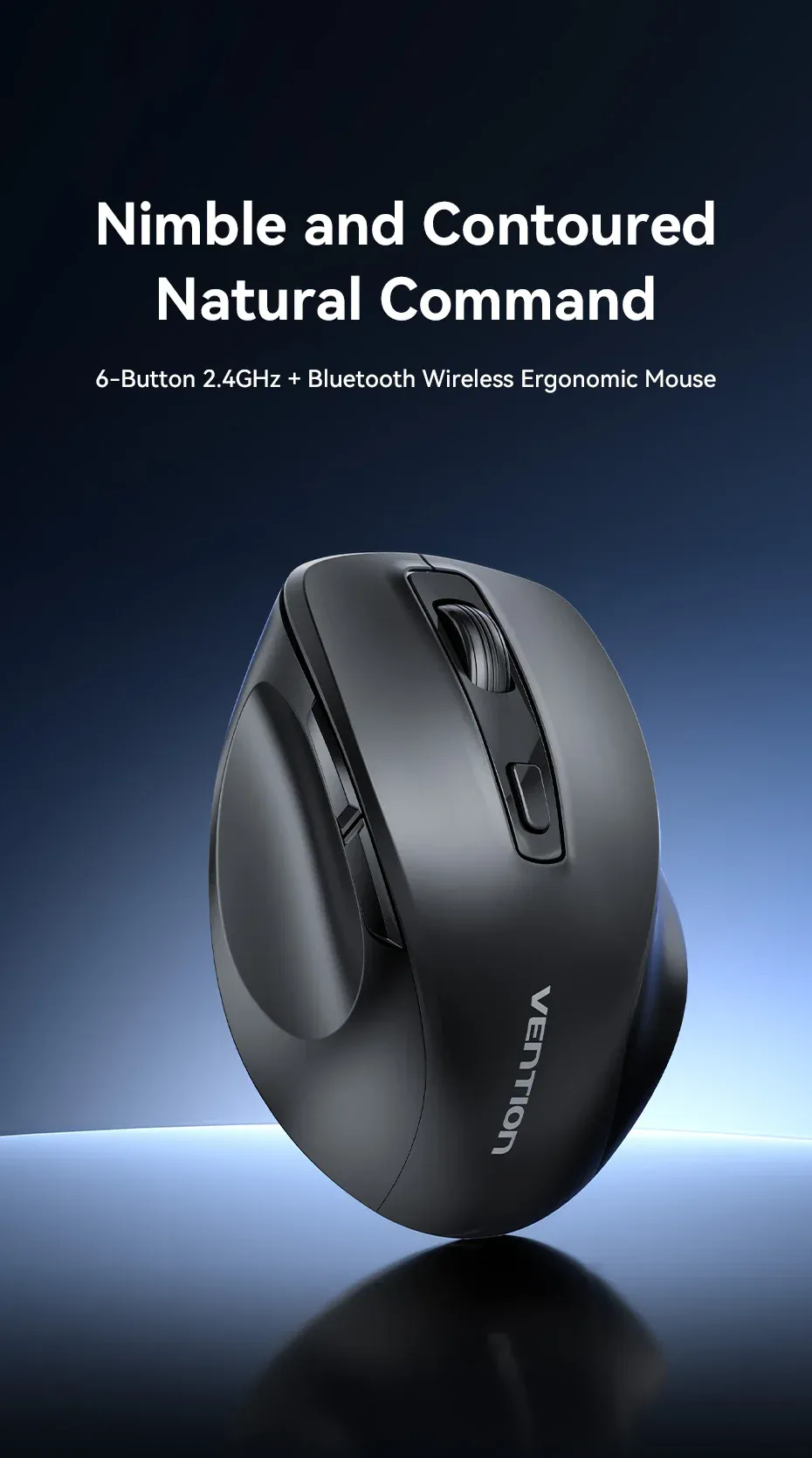 Souris ergonomique sans fil Vention KTM, vue d'ensemble