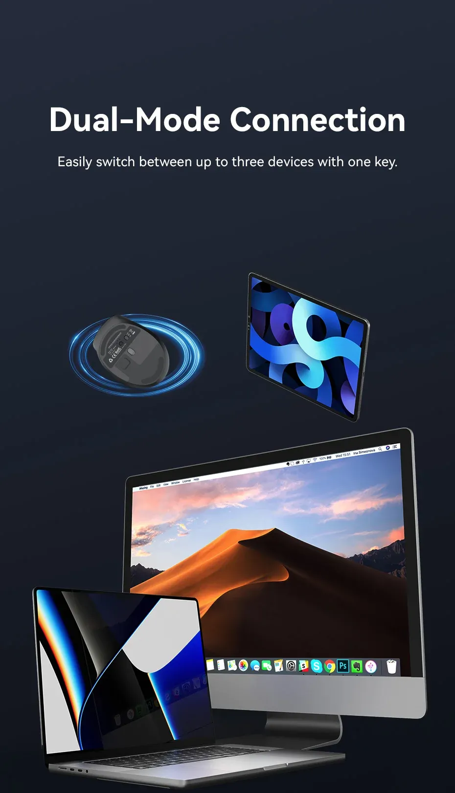 Connexion double mode de la souris Vention KTM
