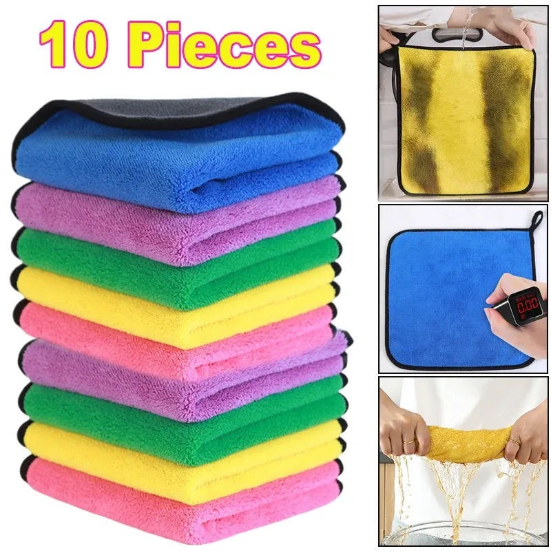 Serviette de lavage et de séchage en microfibre pour voiture, à ourlet finition