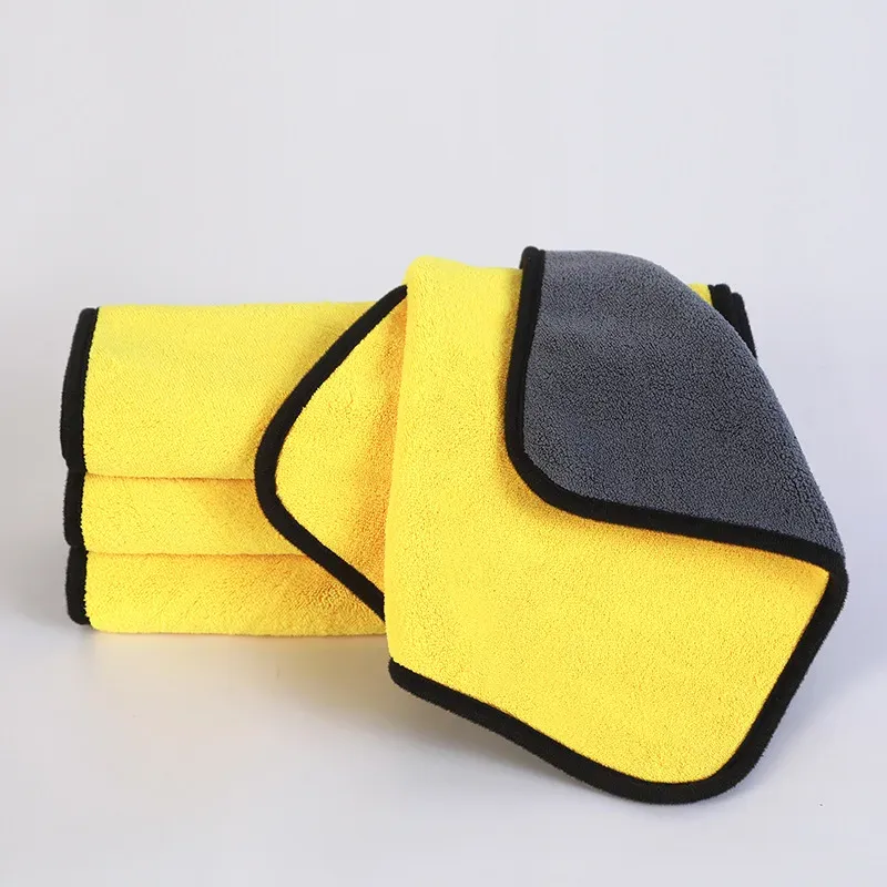 Serviette de lavage et de séchage en microfibre pour voiture, à ourlet finition 10