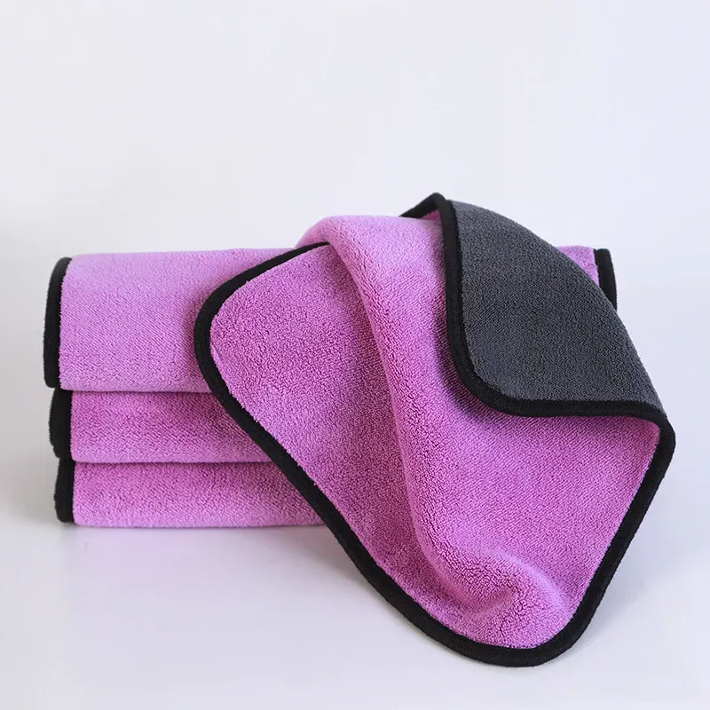 Serviette de lavage et de séchage en microfibre pour voiture, à ourlet finition 7