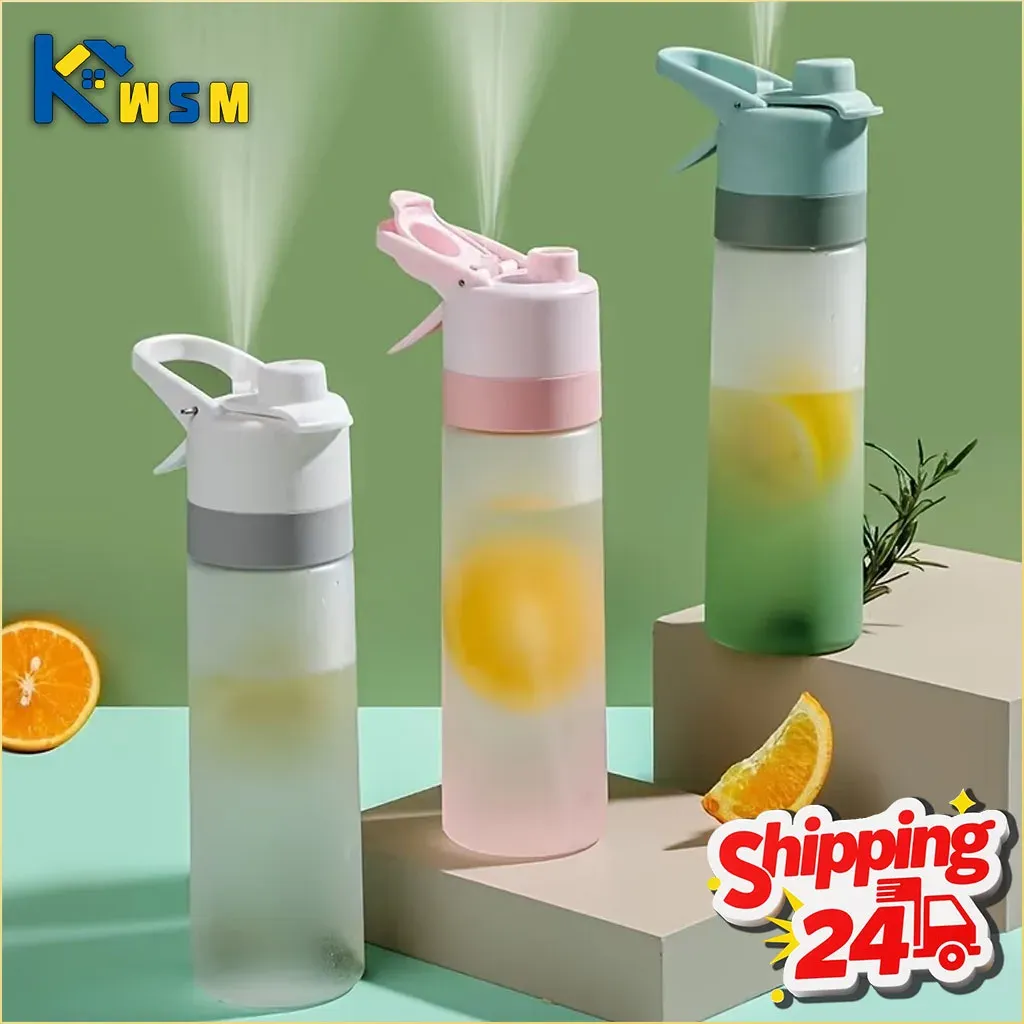 Lot de 1 à 4 bouteilles d'eau pulvérisatrices grande capacité avec paille, finition dégradé givré, pour sports de plein air et voyages - Image 1