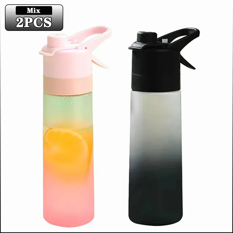 Lot de 1 à 4 bouteilles d'eau pulvérisatrices grande capacité avec paille, finition dégradé givré, pour sports de plein air et voyages 11