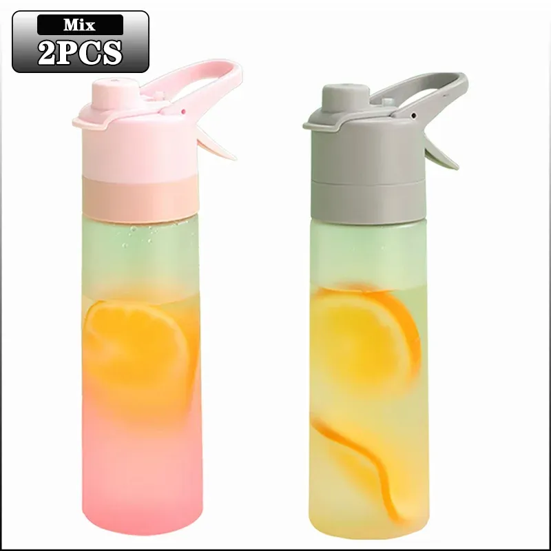 Lot de 1 à 4 bouteilles d'eau pulvérisatrices grande capacité avec paille, finition dégradé givré, pour sports de plein air et voyages 17