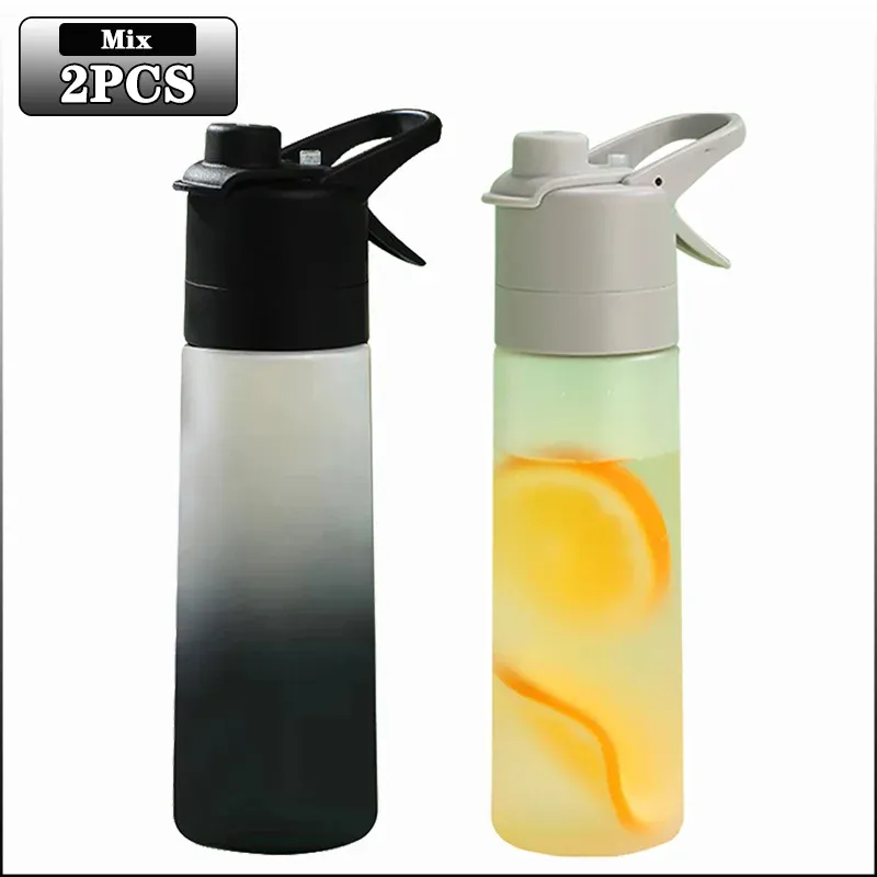 Lot de 1 à 4 bouteilles d'eau pulvérisatrices grande capacité avec paille, finition dégradé givré, pour sports de plein air et voyages 16