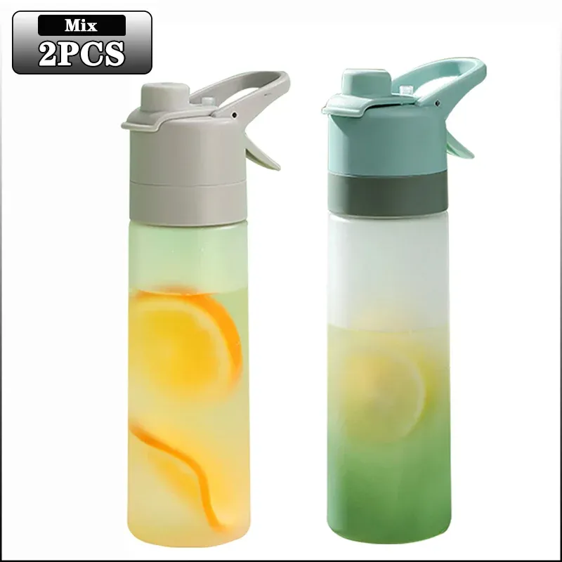 Lot de 1 à 4 bouteilles d'eau pulvérisatrices grande capacité avec paille, finition dégradé givré, pour sports de plein air et voyages 15