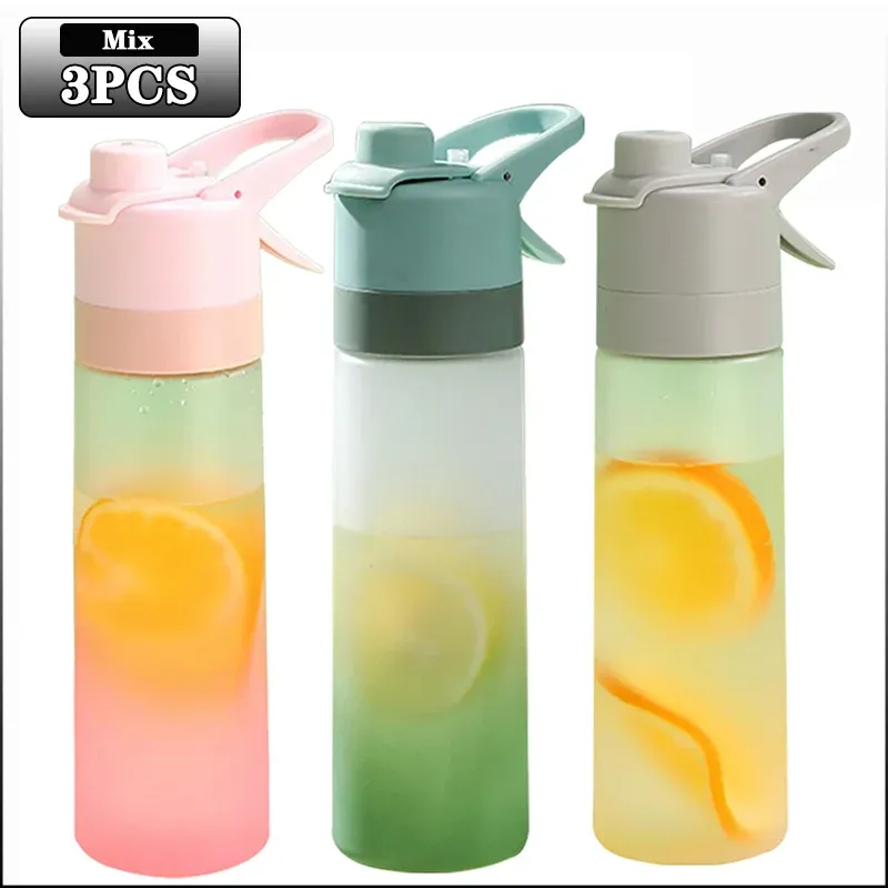 Lot de 1 à 4 bouteilles d'eau pulvérisatrices grande capacité avec paille, finition dégradé givré, pour sports de plein air et voyages 14