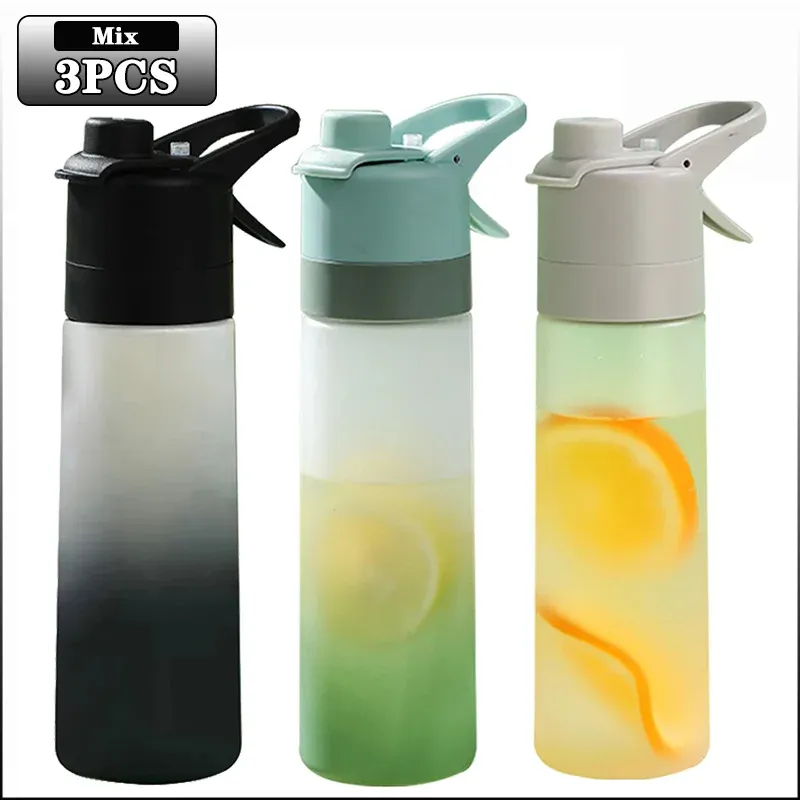 Lot de 1 à 4 bouteilles d'eau pulvérisatrices grande capacité avec paille, finition dégradé givré, pour sports de plein air et voyages 9