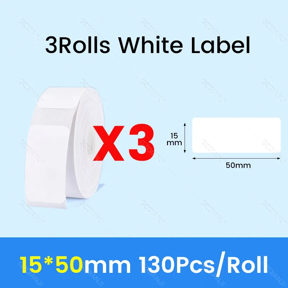 NiiMBOT D101 D11 D110 Étiquettes thermiques autocollantes blanches en papier adhésif imperméable, lot de 3, 5 ou 10 rouleaux, compatibles imprimante officielle 21