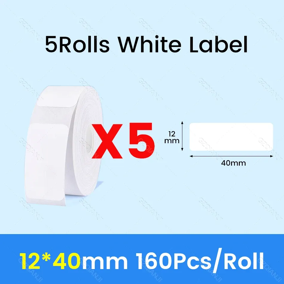NiiMBOT D101 D11 D110 Étiquettes thermiques autocollantes blanches en papier adhésif imperméable, lot de 3, 5 ou 10 rouleaux, compatibles imprimante officielle 18