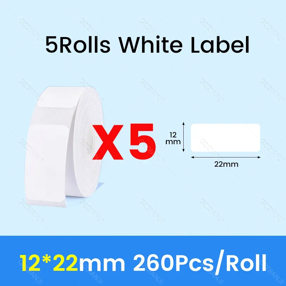 NiiMBOT D101 D11 D110 Étiquettes thermiques autocollantes blanches en papier adhésif imperméable, lot de 3, 5 ou 10 rouleaux, compatibles imprimante officielle 16