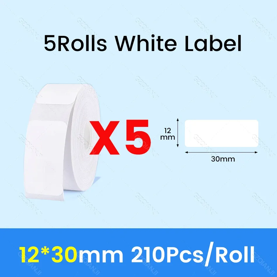 NiiMBOT D101 D11 D110 Étiquettes thermiques autocollantes blanches en papier adhésif imperméable, lot de 3, 5 ou 10 rouleaux, compatibles imprimante officielle 15