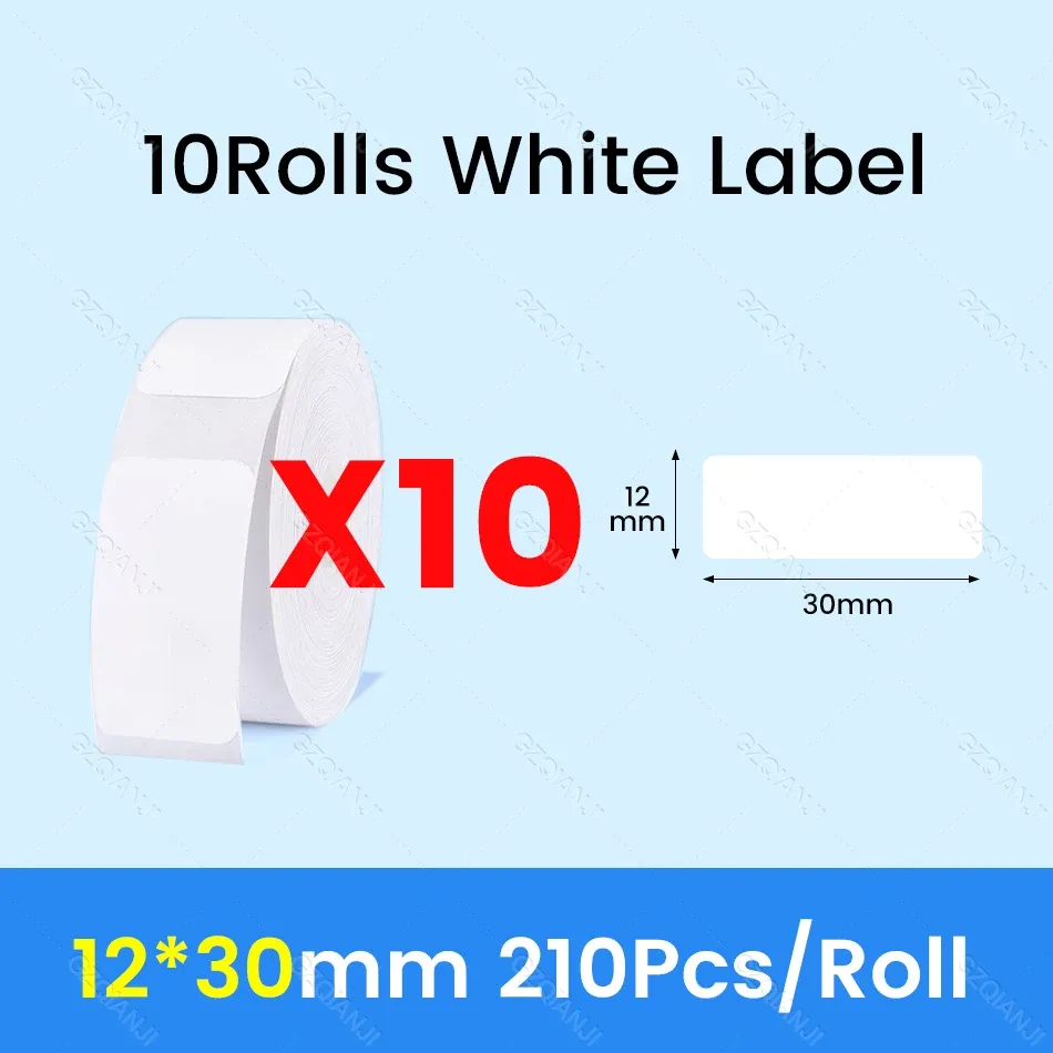 NiiMBOT D101 D11 D110 Étiquettes thermiques autocollantes blanches en papier adhésif imperméable, lot de 3, 5 ou 10 rouleaux, compatibles imprimante officielle 14