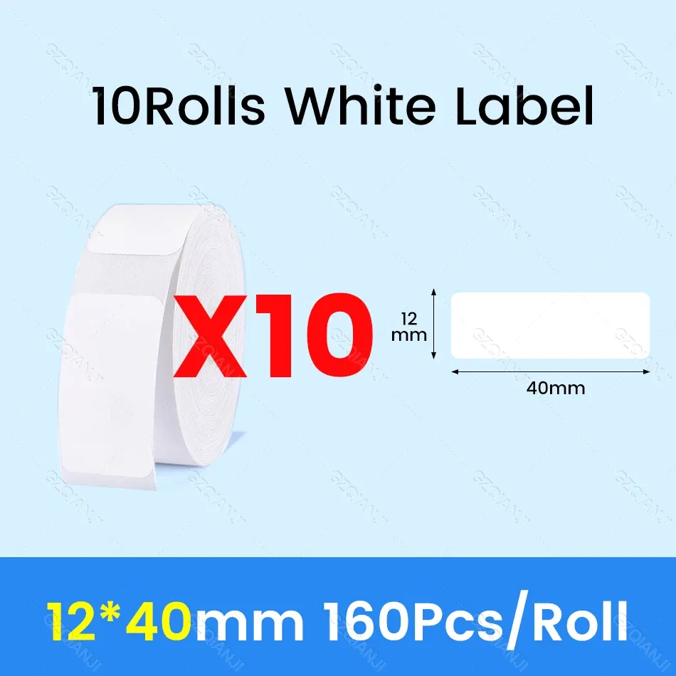 NiiMBOT D101 D11 D110 Étiquettes thermiques autocollantes blanches en papier adhésif imperméable, lot de 3, 5 ou 10 rouleaux, compatibles imprimante officielle 13