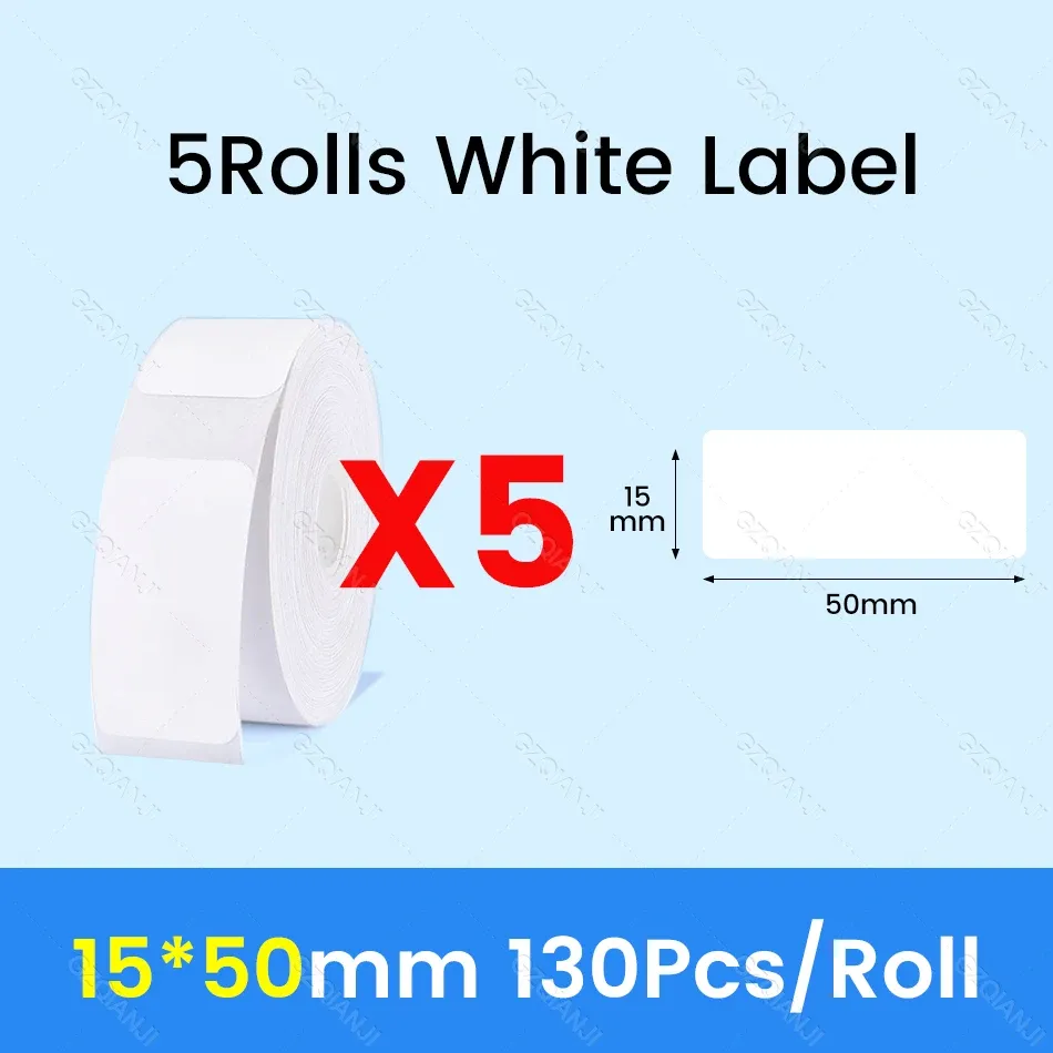 NiiMBOT D101 D11 D110 Étiquettes thermiques autocollantes blanches en papier adhésif imperméable, lot de 3, 5 ou 10 rouleaux, compatibles imprimante officielle 12