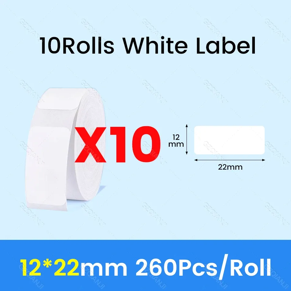 NiiMBOT D101 D11 D110 Étiquettes thermiques autocollantes blanches en papier adhésif imperméable, lot de 3, 5 ou 10 rouleaux, compatibles imprimante officielle 11
