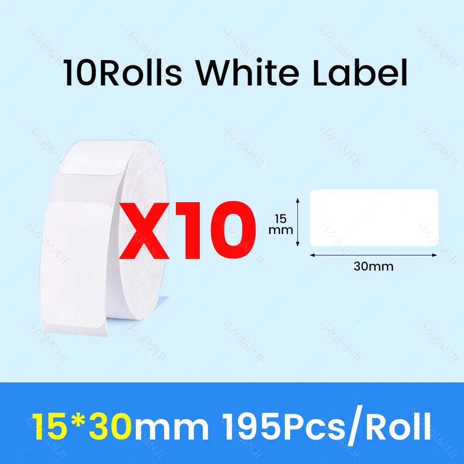 NiiMBOT D101 D11 D110 Étiquettes thermiques autocollantes blanches en papier adhésif imperméable, lot de 3, 5 ou 10 rouleaux, compatibles imprimante officielle 8
