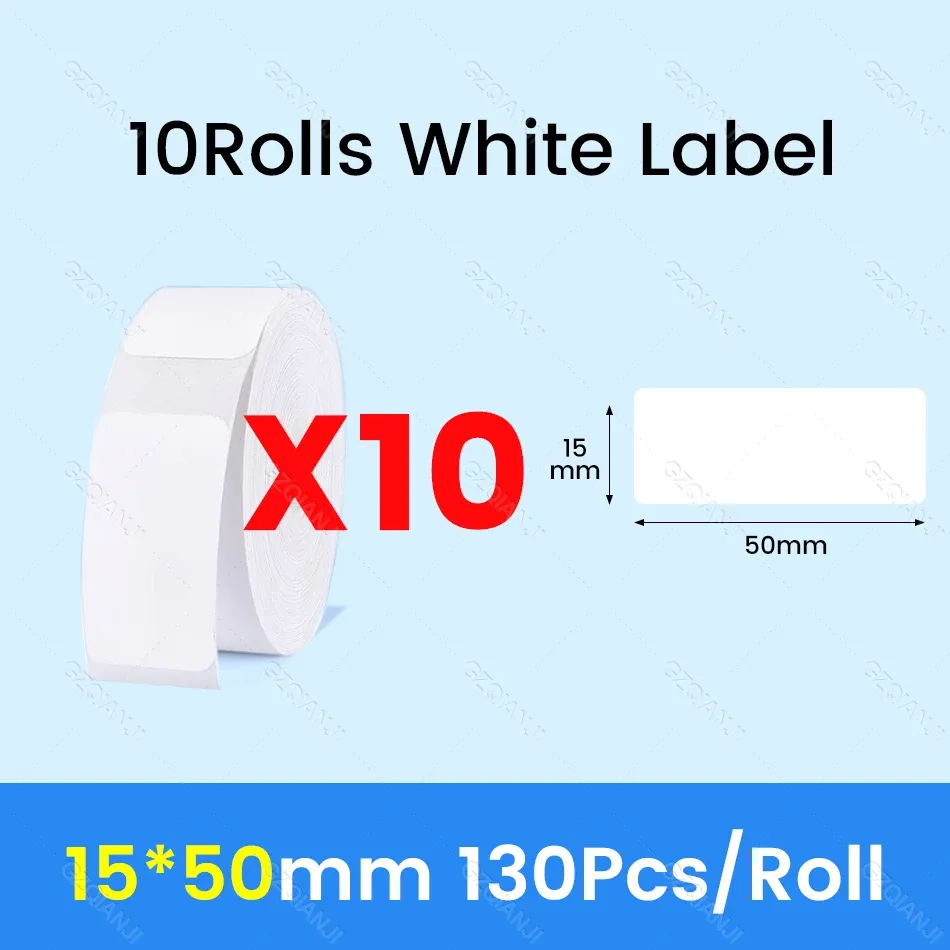 NiiMBOT D101 D11 D110 Étiquettes thermiques autocollantes blanches en papier adhésif imperméable, lot de 3, 5 ou 10 rouleaux, compatibles imprimante officielle 7