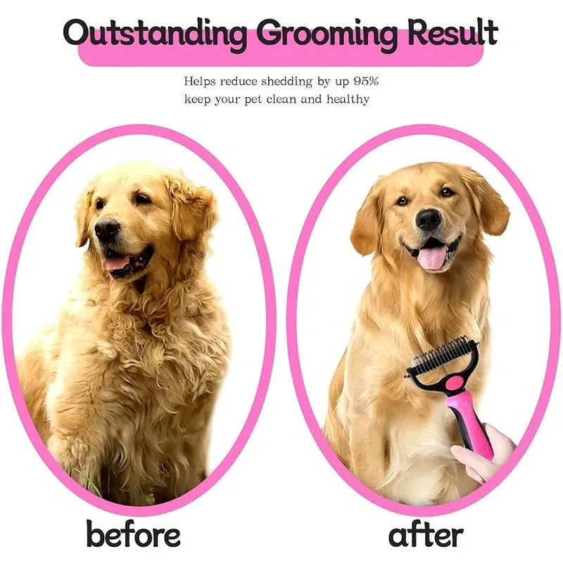 Brosse de démêlage pour animaux de compagnie autonettoyante, peigne pour chat et outil de toilettage pour chiens et chats 3