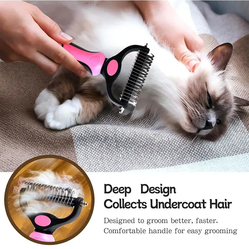 Brosse de démêlage pour animaux de compagnie autonettoyante, peigne pour chat et outil de toilettage pour chiens et chats 2