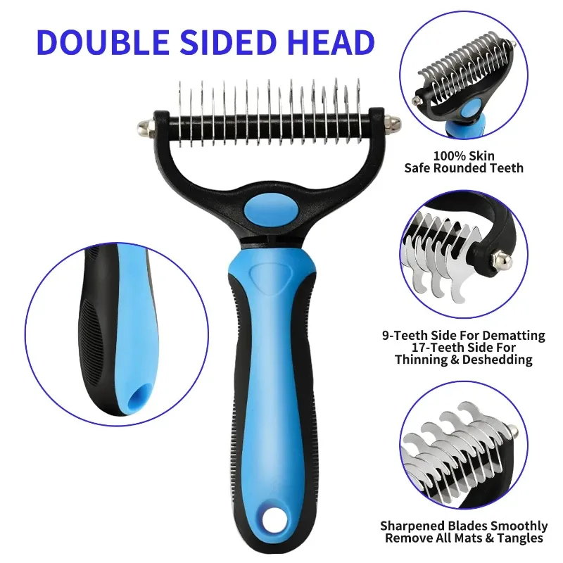 Brosse de démêlage pour animaux de compagnie autonettoyante, peigne pour chat et outil de toilettage pour chiens et chats 5