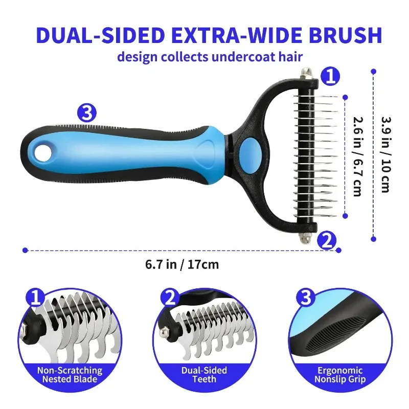 Brosse de démêlage pour animaux de compagnie autonettoyante, peigne pour chat et outil de toilettage pour chiens et chats 6