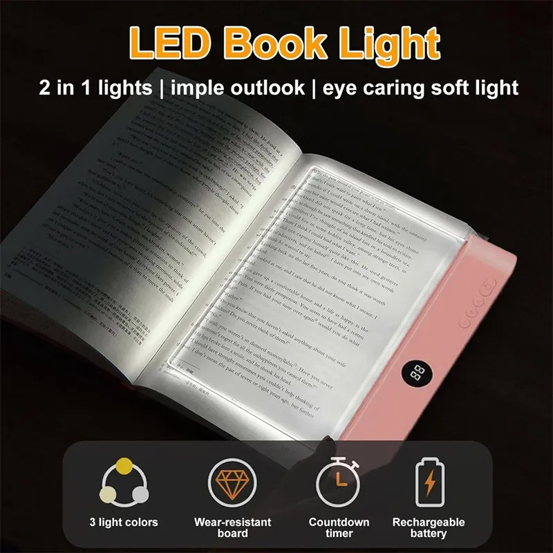 Lampe de lecture LED rechargeable à intensité réglable et 3 couleurs 3