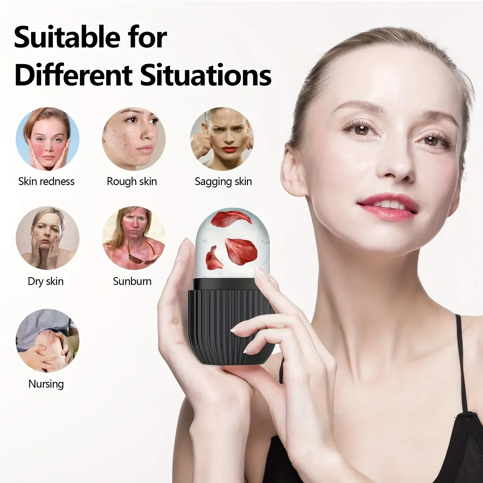 Rouleau facial Cryo Ice – Masseur en silicone rafraîchissant pour les poches et les rides | Sans parfum, sans batterie, tous types de peau 4
