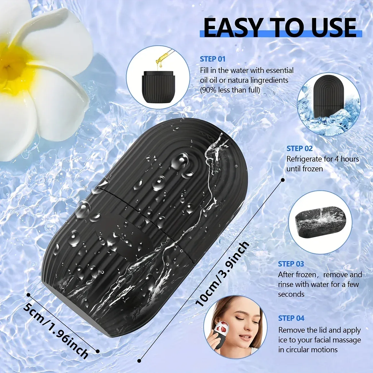 Rouleau facial Cryo Ice – Masseur en silicone rafraîchissant pour les poches et les rides | Sans parfum, sans batterie, tous types de peau 6