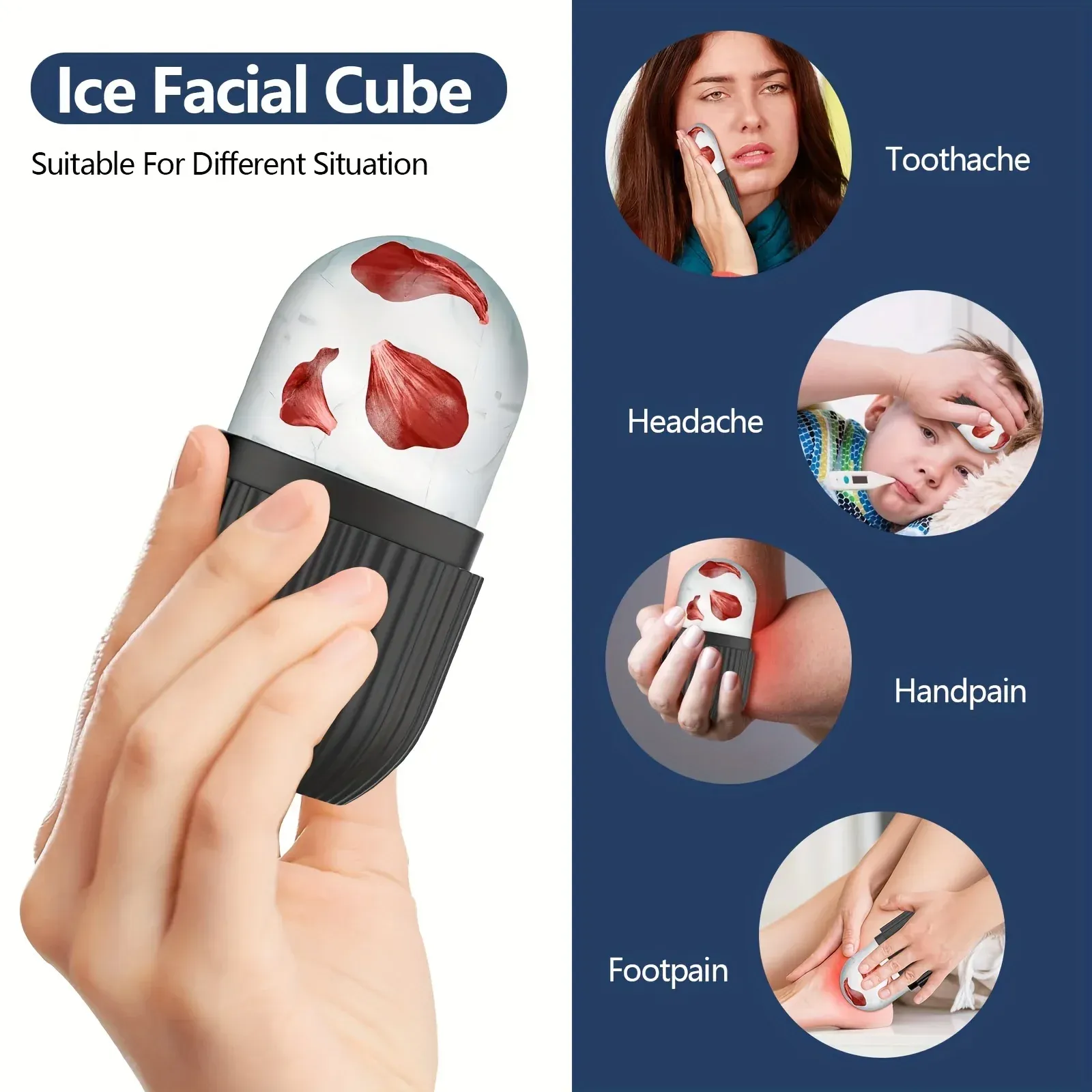 Rouleau facial Cryo Ice, texture silicone