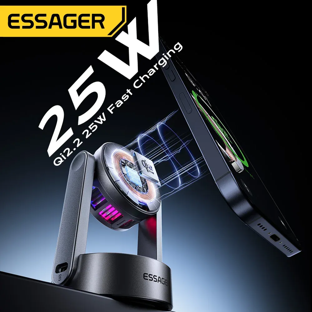 Chargeur magnétique sans fil 3-en-1 Essager Qi2.2 25 W pour iPhone 17 et iPhone 16 Pro Max 2