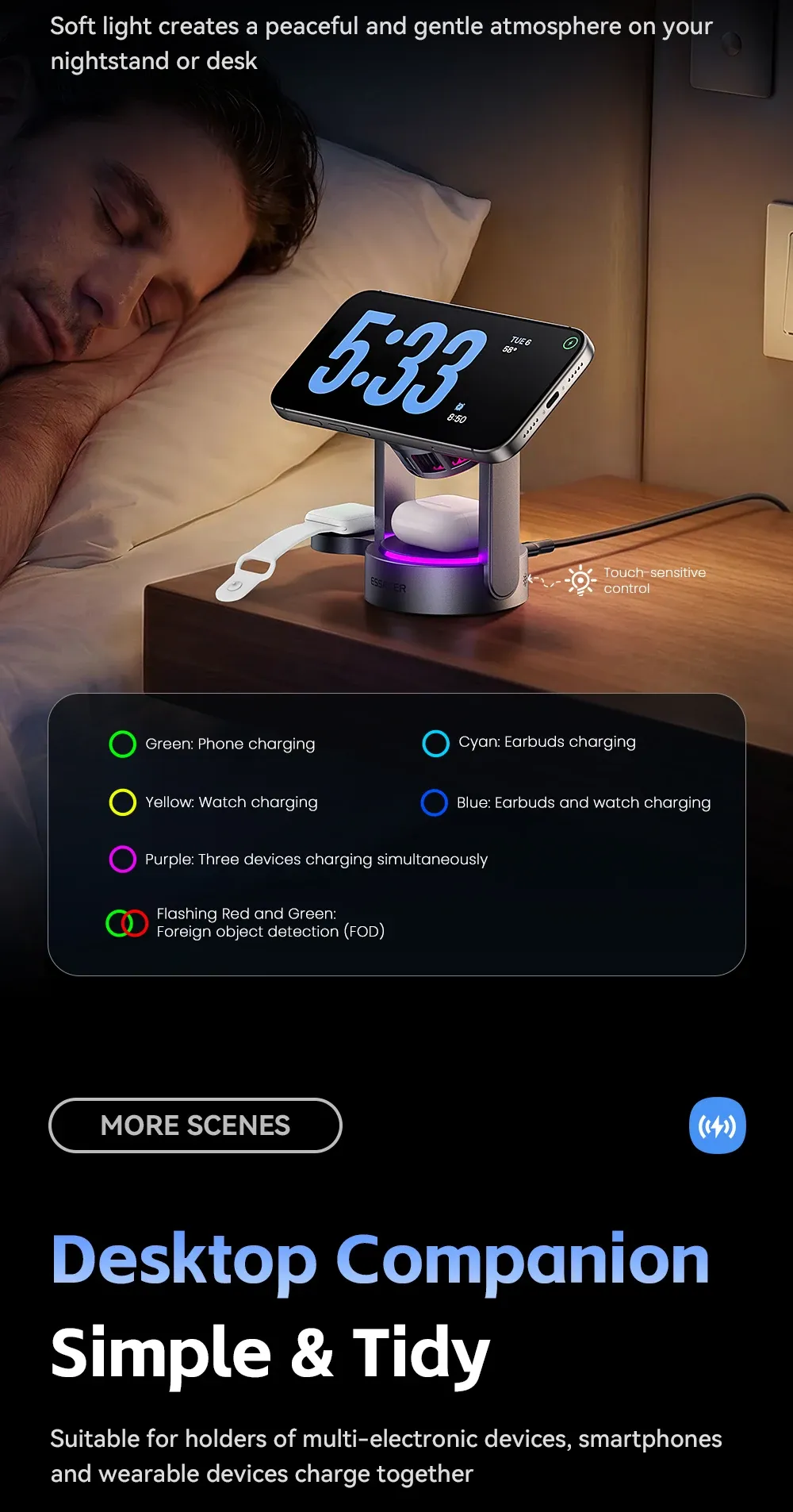 Chargeur magnétique 3-en-1 finition et ergonomie
