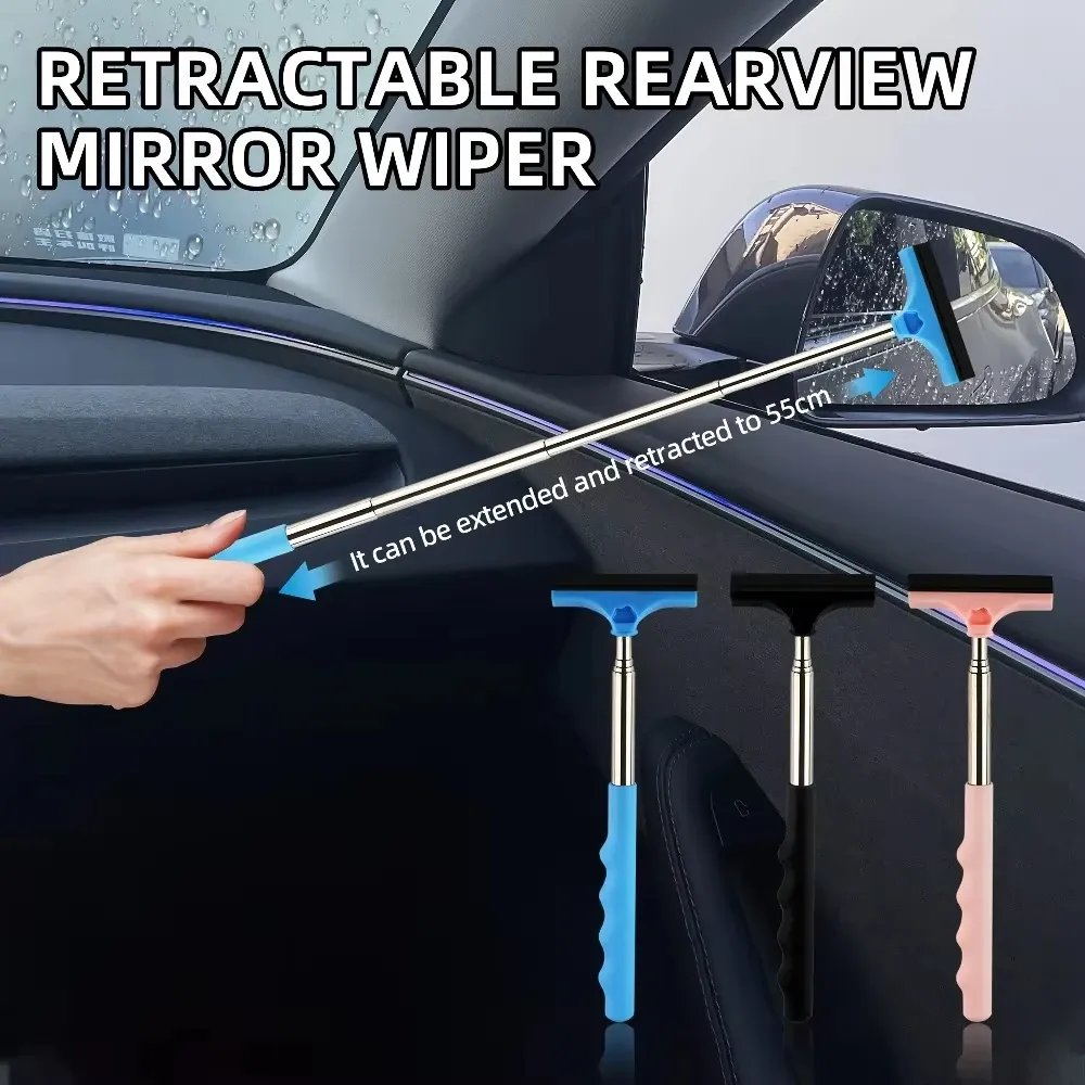 Outil de nettoyage pour voiture : nettoyeur de vitres automatique portable, raclette télescopique et essuie-glace de rétroviseur léger - Image 1
