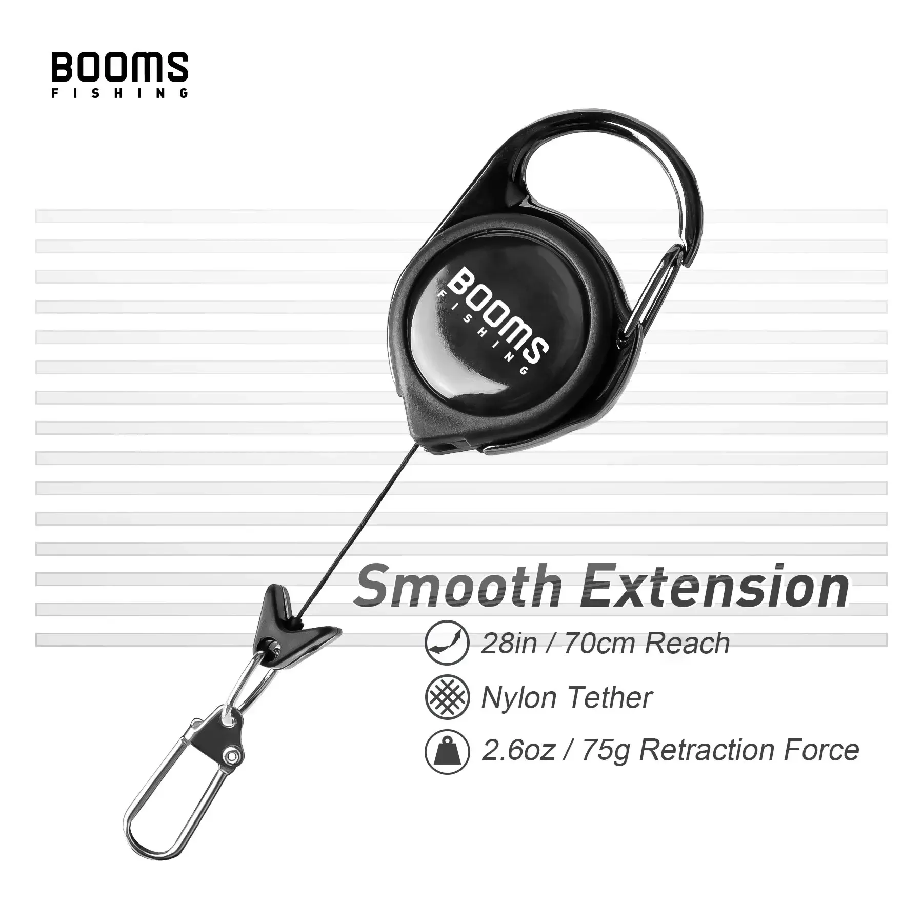 Booms Fishing RG1 Porte-badge rétractable avec mousqueton et lanière 3
