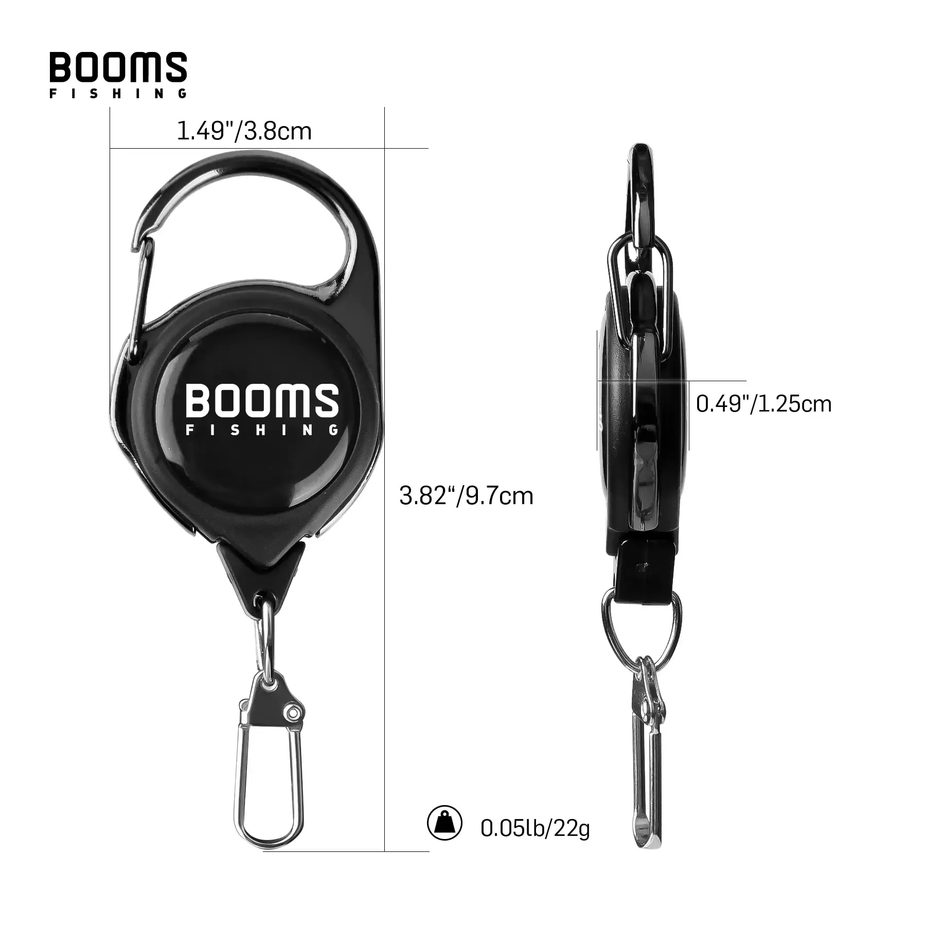 Booms Fishing RG1 Porte-badge rétractable avec mousqueton et lanière 4