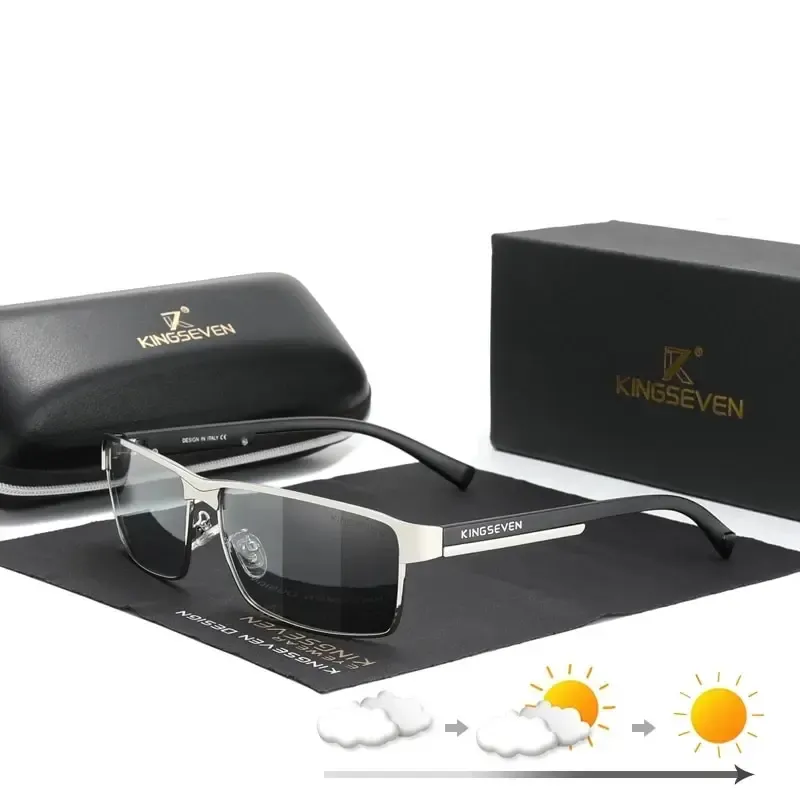 KINGSEVEN Lunettes de soleil photochromiques polarisées pour hommes et femmes, lunettes caméléon à protection UV400 et anti-éblouissement