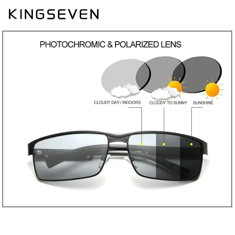KINGSEVEN Lunettes de soleil photochromiques polarisées pour hommes et femmes, lunettes caméléon à protection UV400 et anti-éblouissement 3