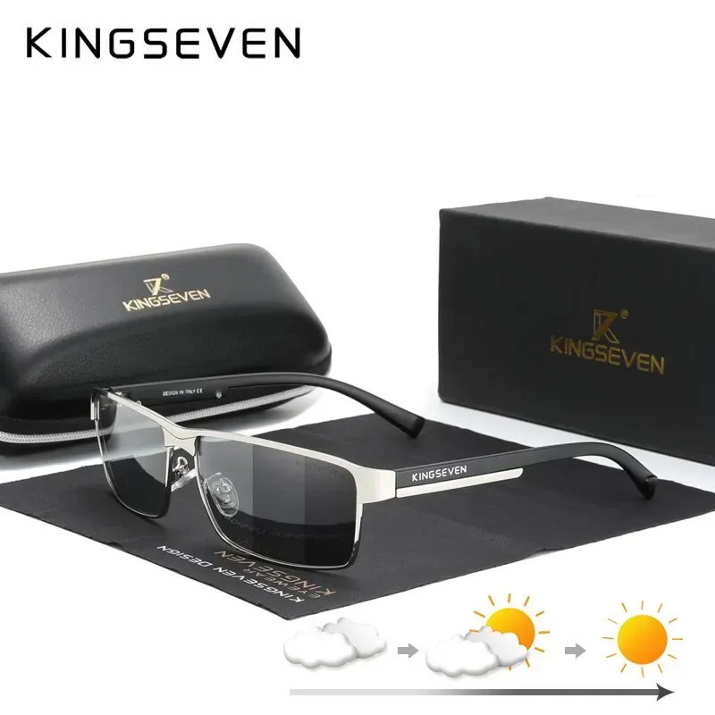 KINGSEVEN Lunettes de soleil photochromiques polarisées pour hommes et femmes, lunettes caméléon à protection UV400 et anti-éblouissement 9