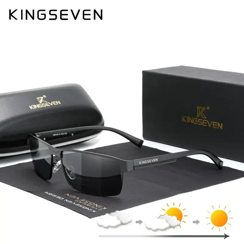 KINGSEVEN Lunettes de soleil photochromiques polarisées pour hommes et femmes, lunettes caméléon à protection UV400 et anti-éblouissement 10