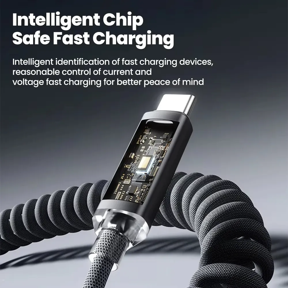 Câble de charge rapide USB-C vers USB-C 120 W pour voiture, compatible iPhone 16 et 17, avec câble télescopique USB-A vers USB-C pour Samsung, Xiaomi et Huawei 6