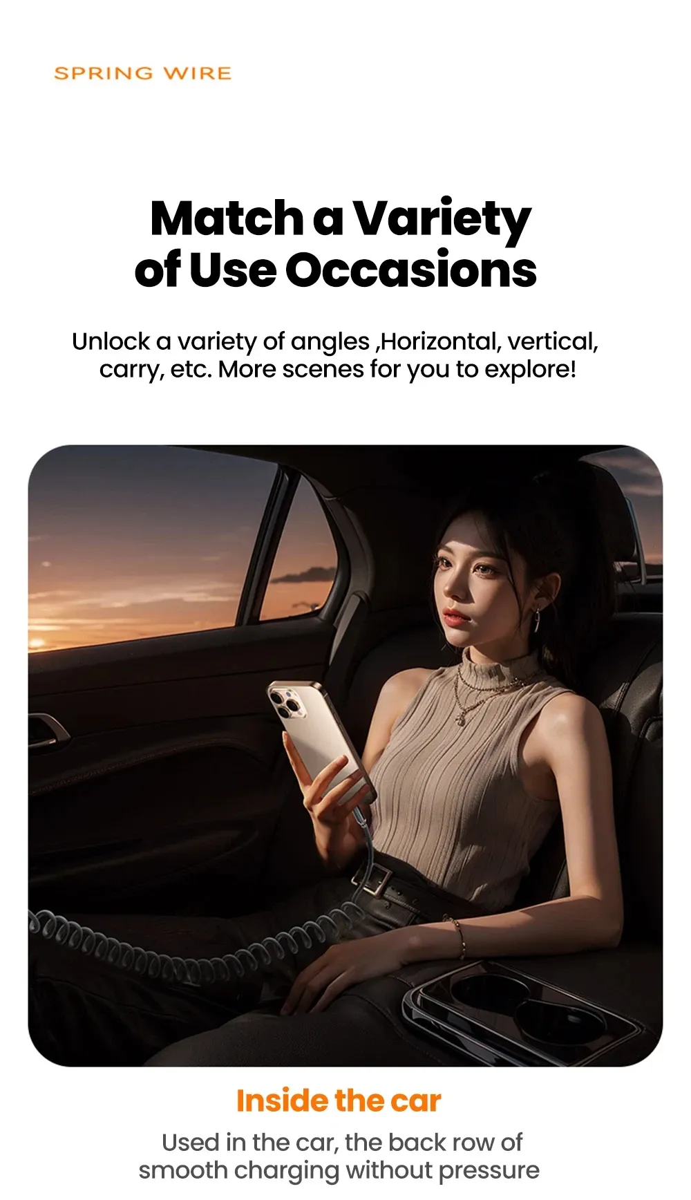 Câble de charge rétractable USB-C, détail du design