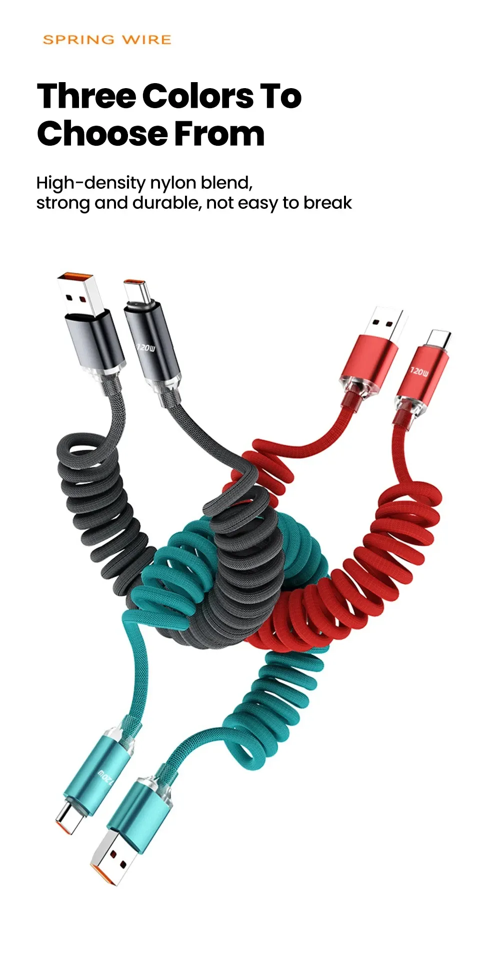 Câble de charge rétractable USB-C, contenu de l'emballage