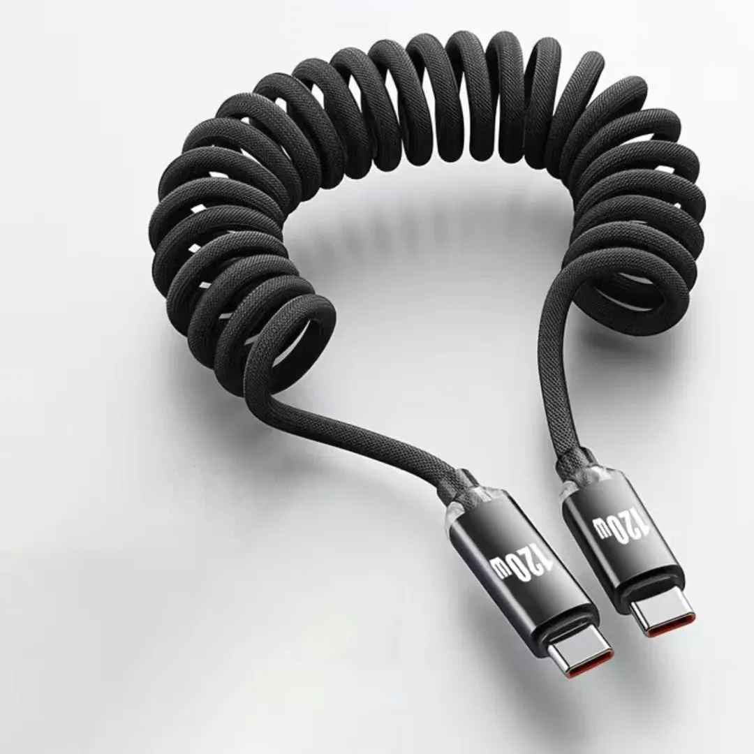 Câble de charge rapide USB-C vers USB-C 120 W pour voiture, compatible iPhone 16 et 17, avec câble télescopique USB-A vers USB-C pour Samsung, Xiaomi et Huawei 10
