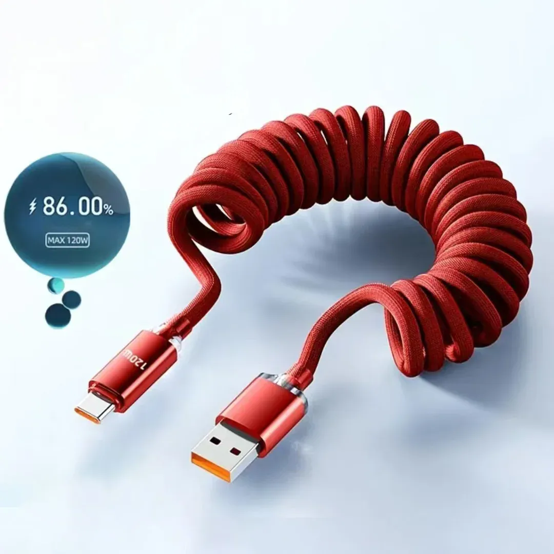 Câble de charge rapide USB-C vers USB-C 120 W pour voiture, compatible iPhone 16 et 17, avec câble télescopique USB-A vers USB-C pour Samsung, Xiaomi et Huawei 12
