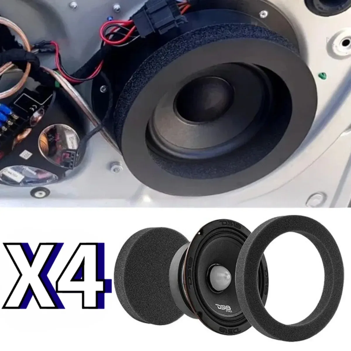 Éponges d'isolation acoustique noires pour haut-parleur de portière de voiture