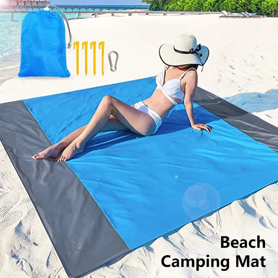 Couverture de plage anti-sable imperméable 200 x 210 cm, légère et portable - Image 1